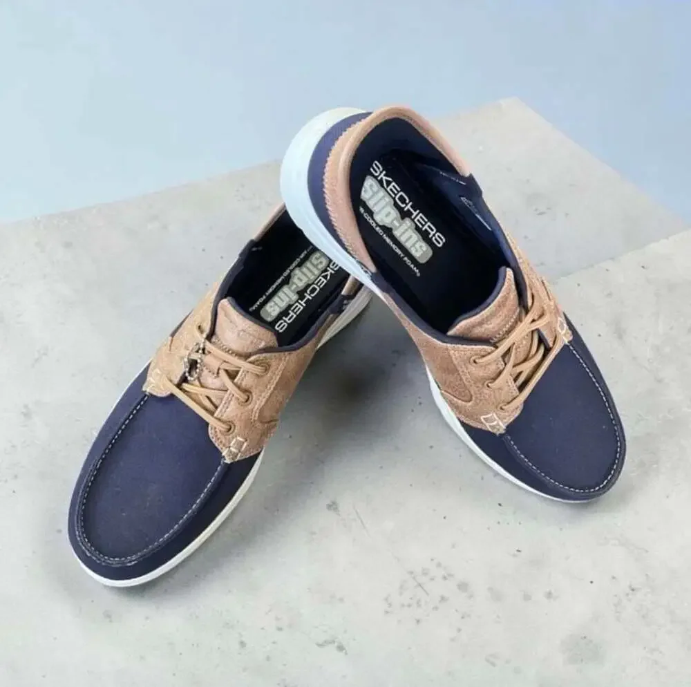 Skechers Slip-ins: On-The-Go Flex - Palmilla Navy/Tan Boat Shoes Size 9.5